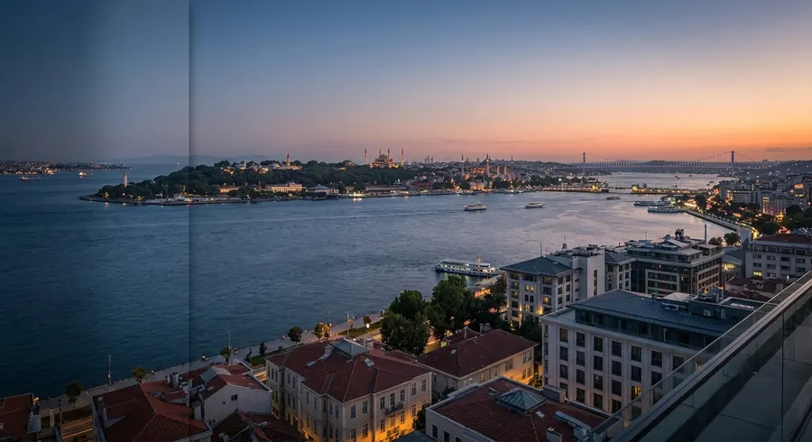 Istanbul Bosphorus skyline at dusk